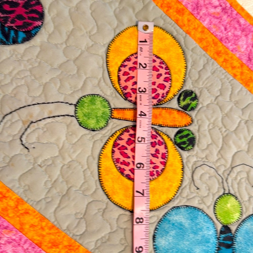 Hand Made Quilted Table Runner/ Topper /Mat ~ Multi Color Butterflies - Picture 5 of 7
